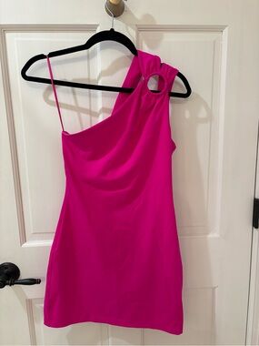 Susana Monaco Hot Pink One-Shoulder Mini Dress